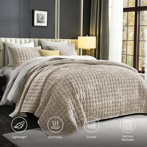 Grassix Velvet Quilt Set King Size 3 Pieces