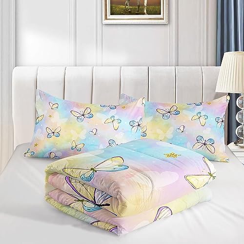 TWhours Kids Comforter Set with Butterflies Pattern