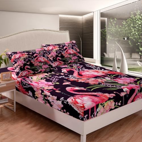 Feelyou Pink Flamingo King Size Sheet Set 1