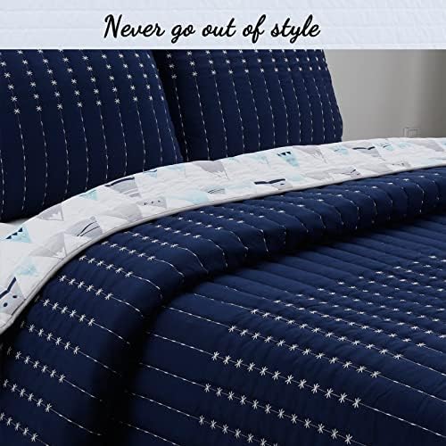 Cozy Line Summit Blue Snowy Alps Reversible Quilt Set