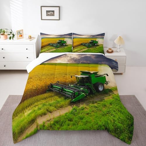 Jejeloiu Tractor Comforter Set for Kids