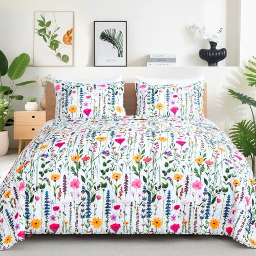 ROMROL King Size Floral Quilt Set 3 Piece