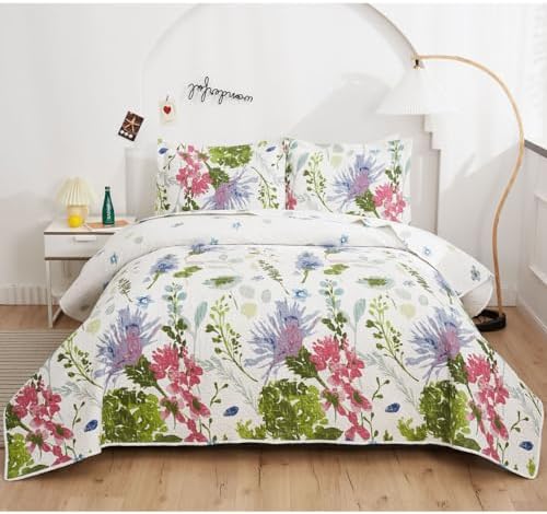 Green Essen Lightweight Botanical Bedspread Set King Size