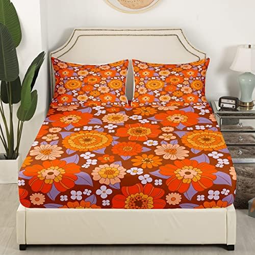 Erosebridal 70s Groovy Boho King Bed Sheet Set