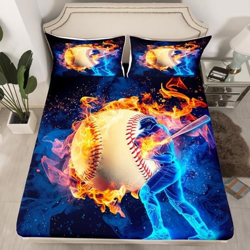 Erosebridal Baseball Bed Sheet Set for Girls