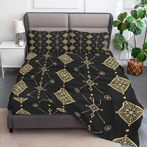 Twin Fitted Sheet Set with 16 Deep Pocket and 2 Pillowcases