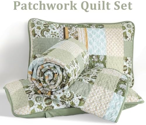 WONGS BEDDING Green Quilt Set King Size 3 Piece 1