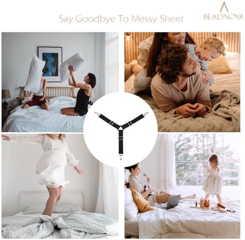 BEADNOVA Adjustable Bed Sheet Straps 4Pcs