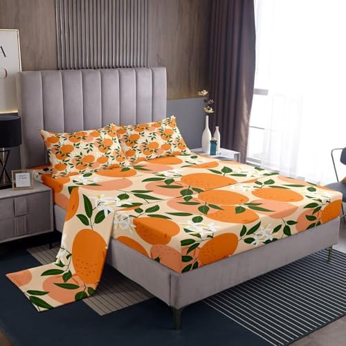 Feelyou Cartoon Orange Bedding Set for Kids 4pcs