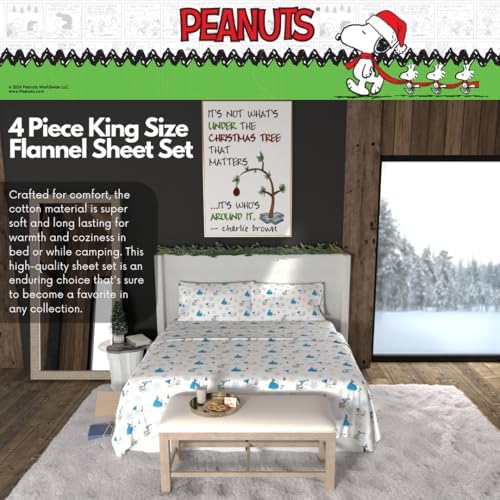 Franco Peanuts Snoopy Puffer Flannel Sheet Set King