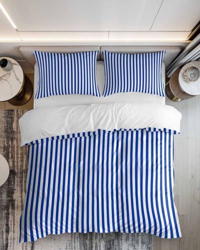 ZOE GARDEN Navy Blue Stripe Duvet Cover Set 3 pcs