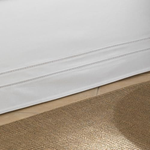 FRESH IDEAS Linenweave Hemstitch Bed Skirt - Twin White