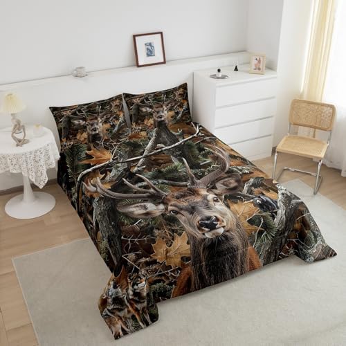 Erosebridal Queen Elk Comforter Set with Camo Pillow Cases