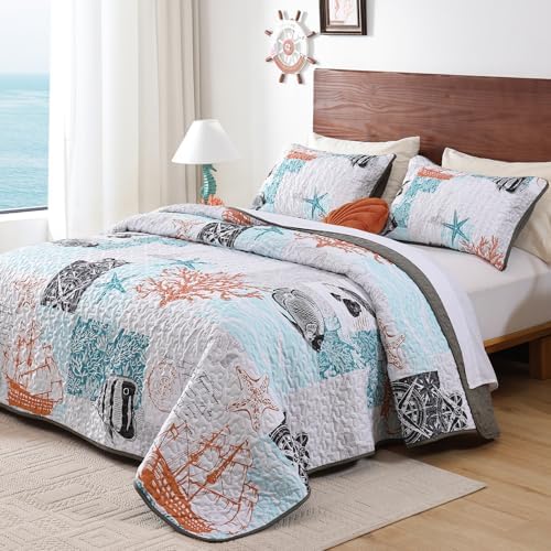 Djoymock Coastal King Quilt Set 3 Piece