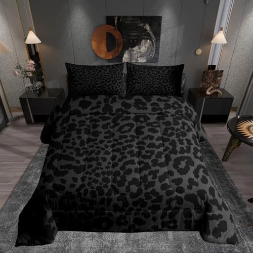 Manfei Leopard Print Comforter Set Queen Size 1