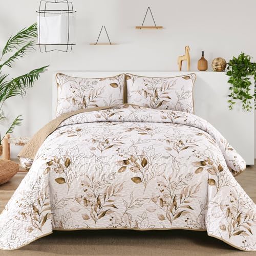 Anibedding Floral Queen Quilt Set with 2 Pillowcases