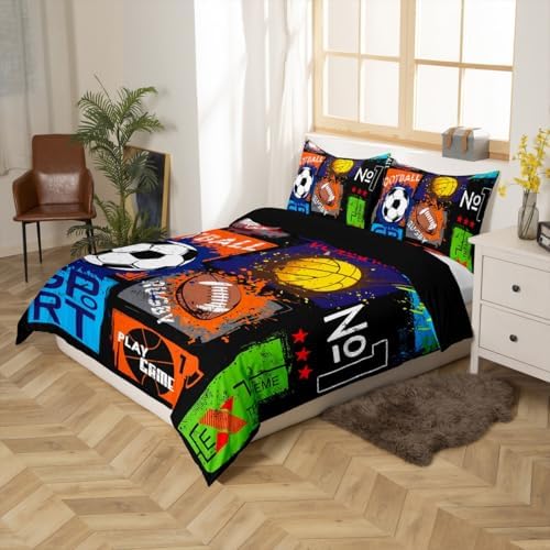 Erosebridal Baseball Duvet Cover Set for Boys Teens