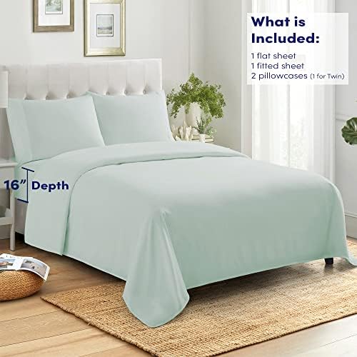 Sweet Home Collection Queen Cotton Sheet Set Mint 400 Thread Count