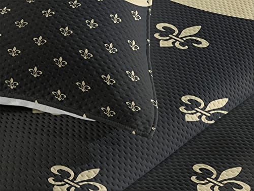 Lunarable French Coverlet Set King Size Black Yellow