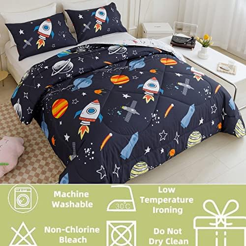 RYNGHIPY Space Rocket Comforter Set Queen Size