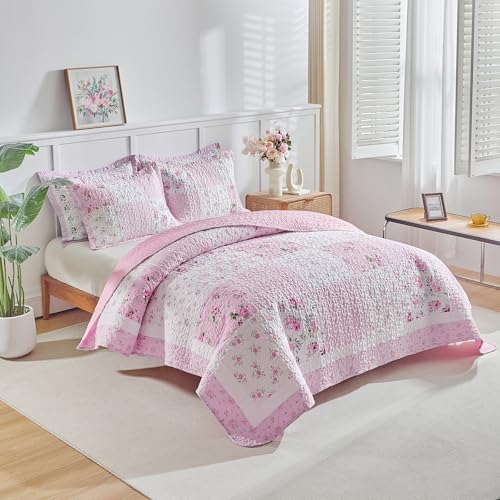 UOZZI Patchwork Quilt Set Queen Size 3 Pieces