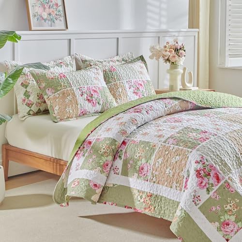 UOZZI Patchwork Quilt Set 3PC Queen Size Reversible