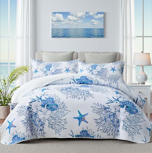 Weesire Coastal King Quilt Set with 2 Shams