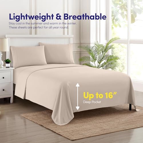 Sweet Home 1500 Supreme California King Sheet Set Beige Cream