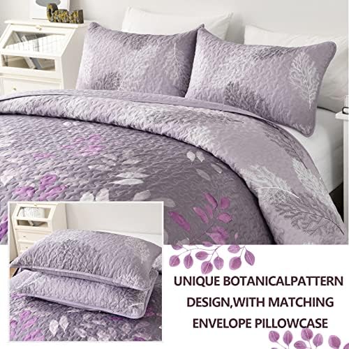 WONGS BEDDING Purple Floral Quilt Set King Size 3 Piece