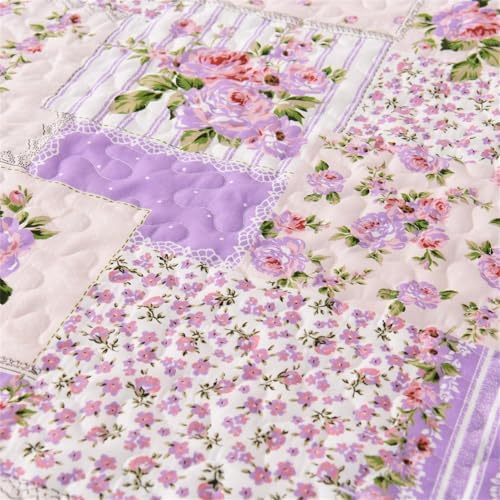 Cmfshape Reversible Lilac Floral Quilt Set