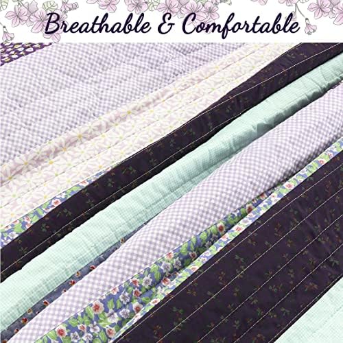 Cozy Line Lilac Stripe Reversible Quilt Bedding Set
