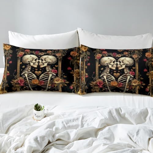 Manfei Twin Size Skeleton Sheet Set with Pillowcase