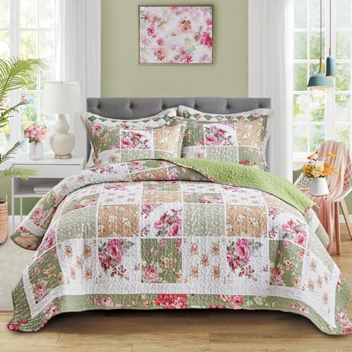 UOZZI Patchwork Quilt Set 3PC Queen Size Reversible