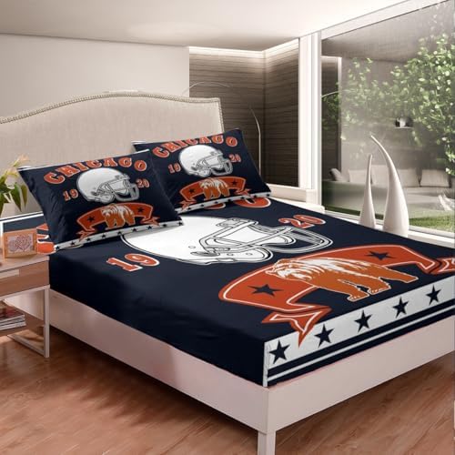 Erosebridal Kids Football King Sheet Set with Bear Pattern
