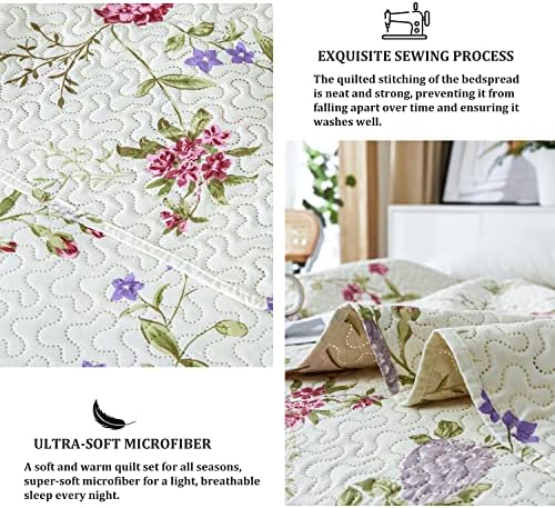 Jarson Floral Quilt Set Twin Size 3Pcs Reversible