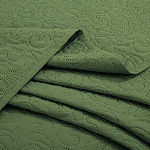 HOMBYS Alaska King 132x120 Bedspread Coverlet Set Olive Green