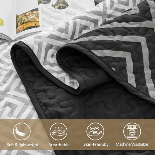 WONGS BEDDING Quilt Set Queen Size Black