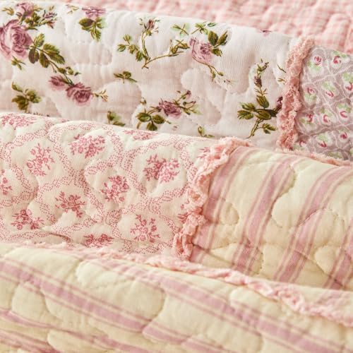 Cmfshape Floral Quilt Set with Reversible Design