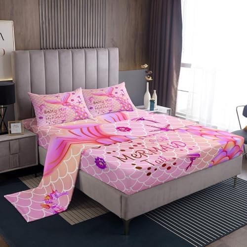 Pink Mermaid Sheet Set King Size Comfortable