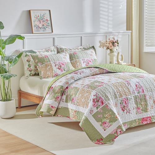 UOZZI Patchwork Quilt Set 3PC Queen Size Reversible