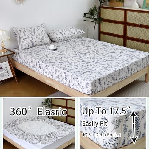 Usfivefam Floral Sheet Set King 4Pcs Soft Microfiber