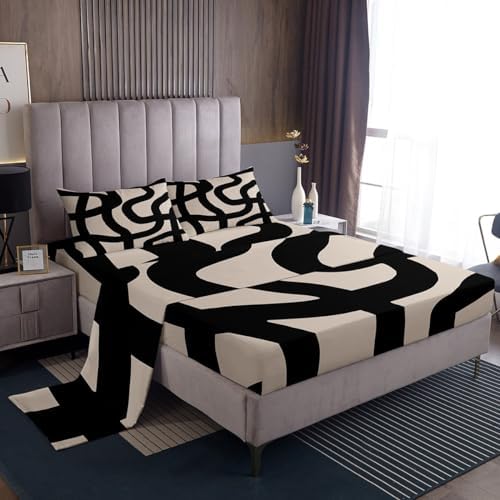 Jejeloiu Modern Geometric Bed Sheet Set King Size