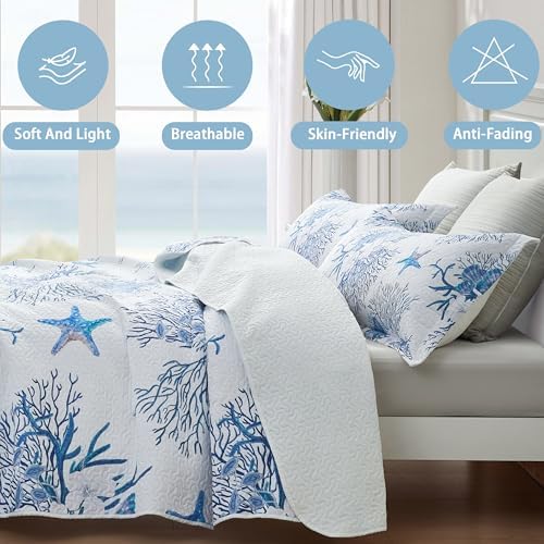 Weesire Coastal King Quilt Set with 2 Shams