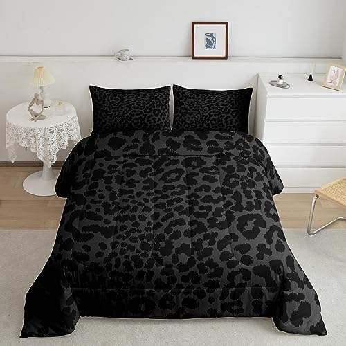 Manfei Leopard Print Comforter Set Queen Size 1