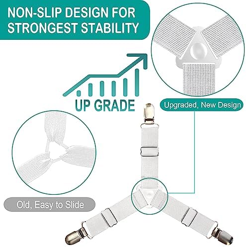 Heavy Duty Bed Sheet Holder Straps with Adjustable Clamps