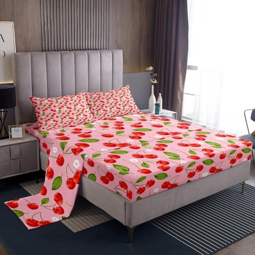 Jejeloiu Cherry Sheet Set King Size