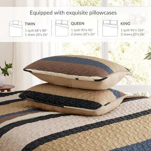 Whale Flotilla Reversible Quilt Set King Size Camel