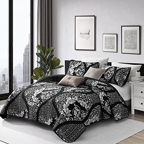 DJY Black Quilt Set King Size 3 Pieces 1