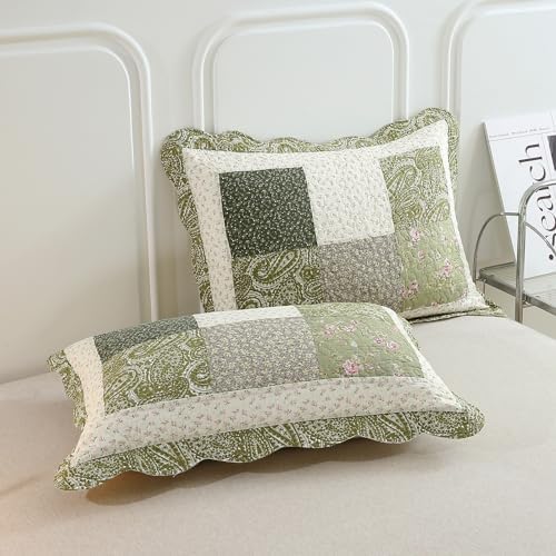 vctops Farmhouse Green Quilt Set 3 Piece