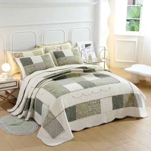 vctops Farmhouse Green Quilt Set 3 Piece